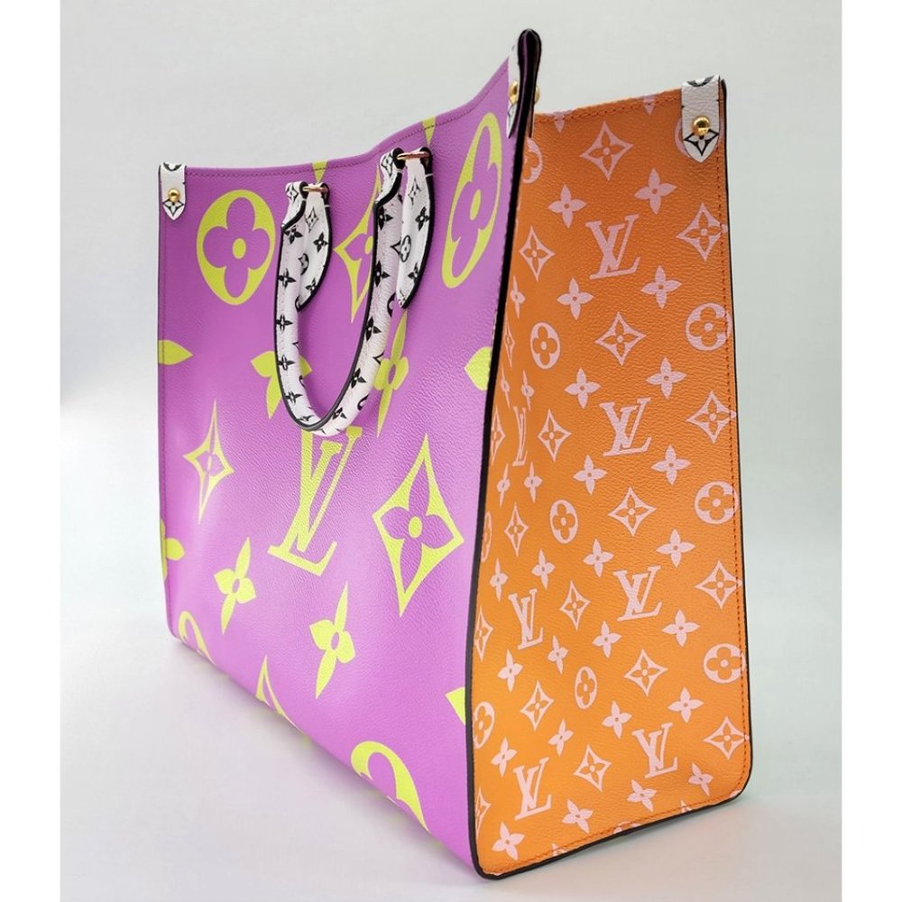 Louis Vuitton Onthego GM Giant Flower Limited Edition Purple Vert Monogram Tote - Picture 5 of 12